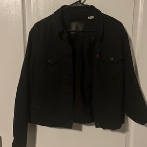 Black cropped jean jacket